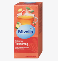 Изображение Mivolis "Activity" herbal tea with mate, ginger, grapefruit (25 bags), 45 g