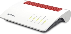 Изображение AVM FRITZ!Box 5590 Fiber (Wi-Fi 6 fiber optic modem (WLAN AX), up to 2,400 Mbit/s (5 GHz) and 1,200 Mbit/s (2.4 GHz), Mesh WiFi, DECT base, 2.5 gigabit port, white)