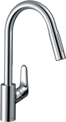 Picture of hansgrohe Focus kitchen mixer 31815800 stainless steel look, with pull-out spray