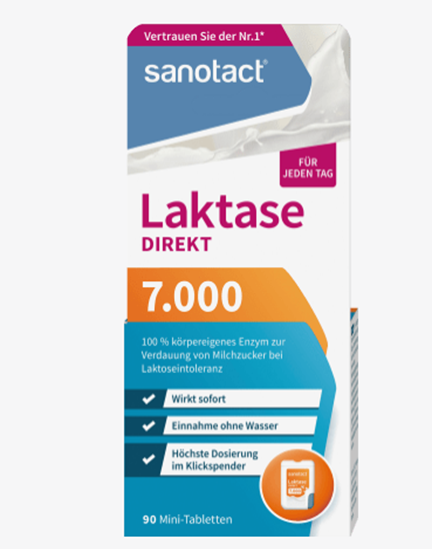Изображение sanotact  Lactase 7,000 direct mini tablets (90 pieces), 7.1 g
