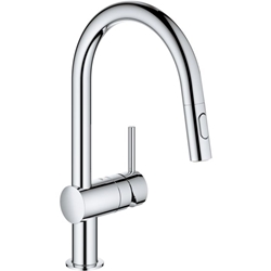 Picture of Grohe Minta kitchen faucet 32321002 chrome, pull-out dual rinsing spray, C-spout