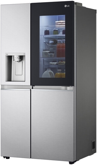 Picture of LG GSXV90BSAE Side-by-Side with InstaView Door-in-Door, 92cm wide, 635L, UVnano technology, ThinQ app, ice, crushed ice and water dispenser, fixed water connection, brushed stainless steel