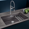 Picture of Blanco Etagon 700-U granite sink made of Silgranit PuraDur, without drain remote control, with accessories, rock gray (525168)