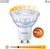 תמונה של מנורת LED WarmGlow של Philips מחליפה 50W, GU10, לבן חם (2200-2700 קלווין), 345 לומן, רפלקטור, ניתן לעמעום, חבילה של 6