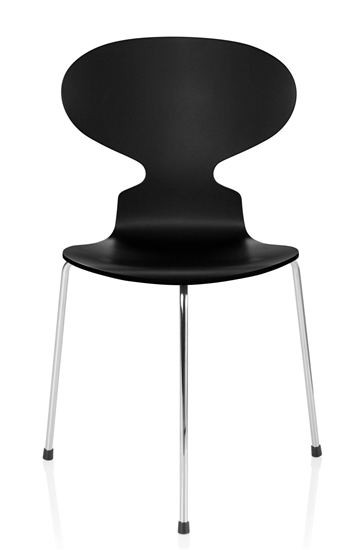 Picture of 3100 Ant chair Black shell 3 leged chrome Design:Arne Jacobsen