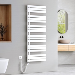 Picture of EMKE Electric Bathroom Towel Radiator with Thermostat, Electric Panel, with Heating Rod with Timer, 1599 x 600 mm, 1000 Watts, White