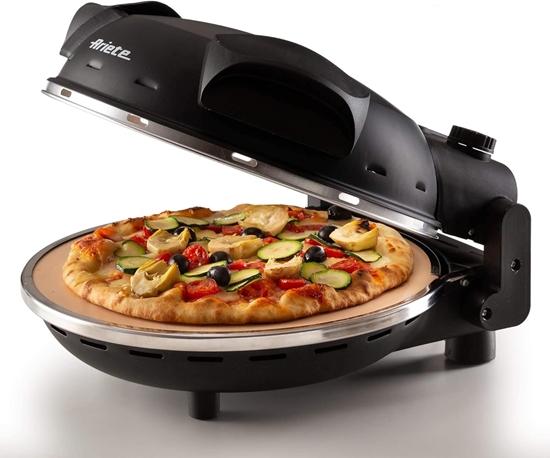תמונה של 5 רמות בישול, צלחת חסינת אש לחימום חוזר, לוח עץ כלול, מקסימום. טמפרטורה 400°C, 1200W, שחור Ariete Pizza Oven 917