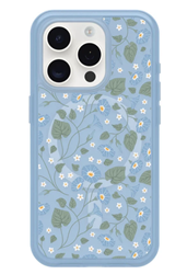 Picture of otterbox iPhone 15 Pro case Symmetry Series Clear for MagSafe, Color: Dawn Floral (Blue)